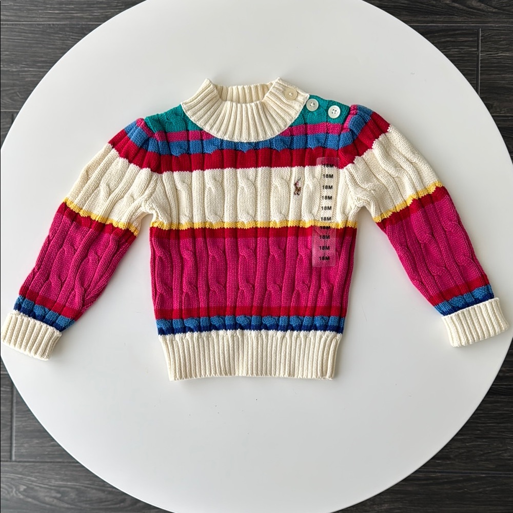 Ralph Lauren Colorful Striped Toddler Sweater 18 Months
